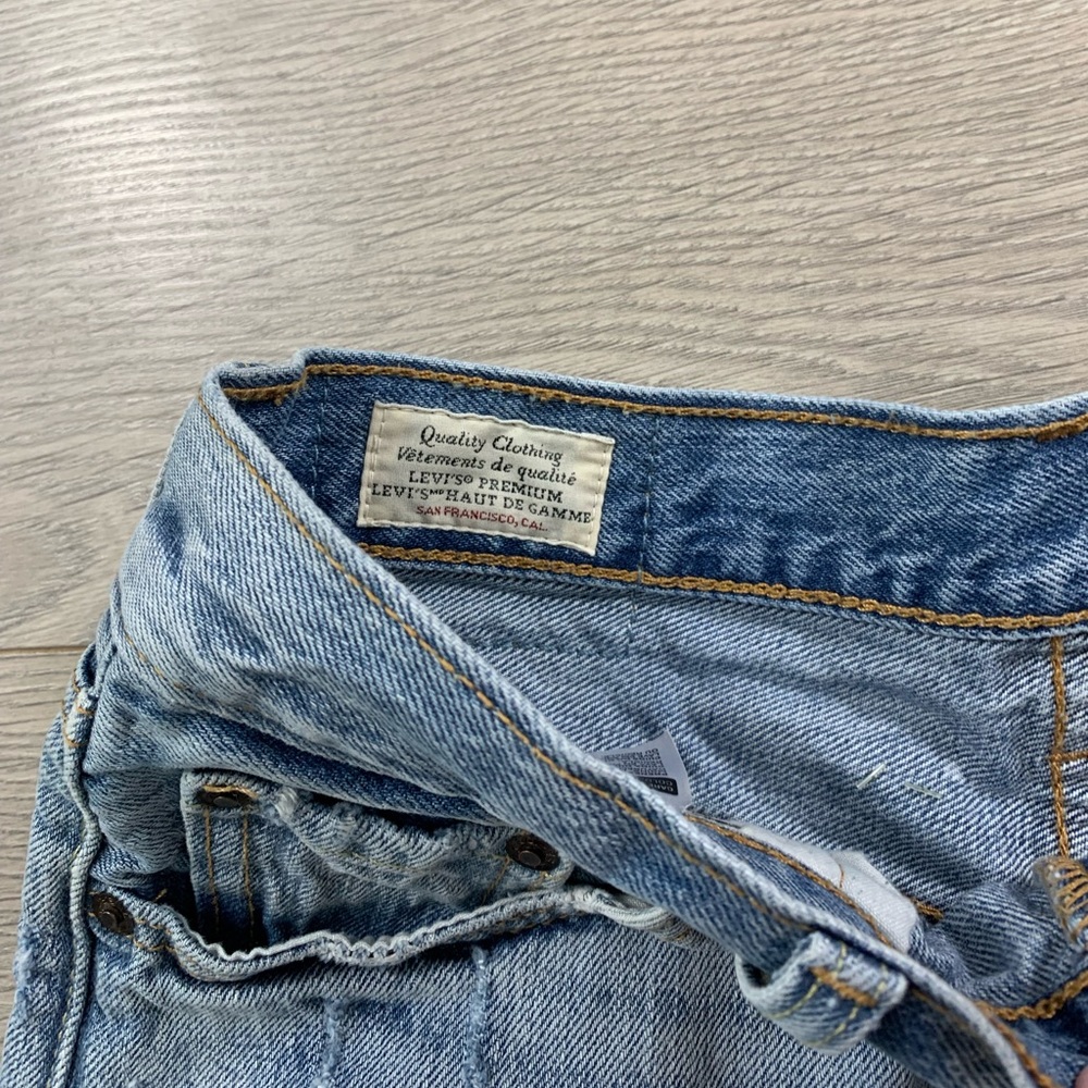 Levi’s 501 High Rise Raw Hem Cut Off Distressed Jean Shorts - Picture 5 of 12